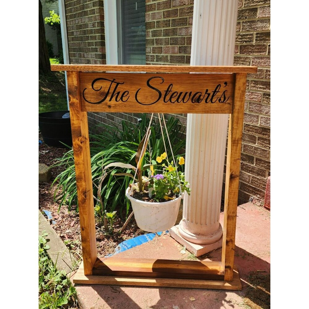 🪴 Personalized Hanging Flower Sign Stand – Custom Outdoor Sign Stand